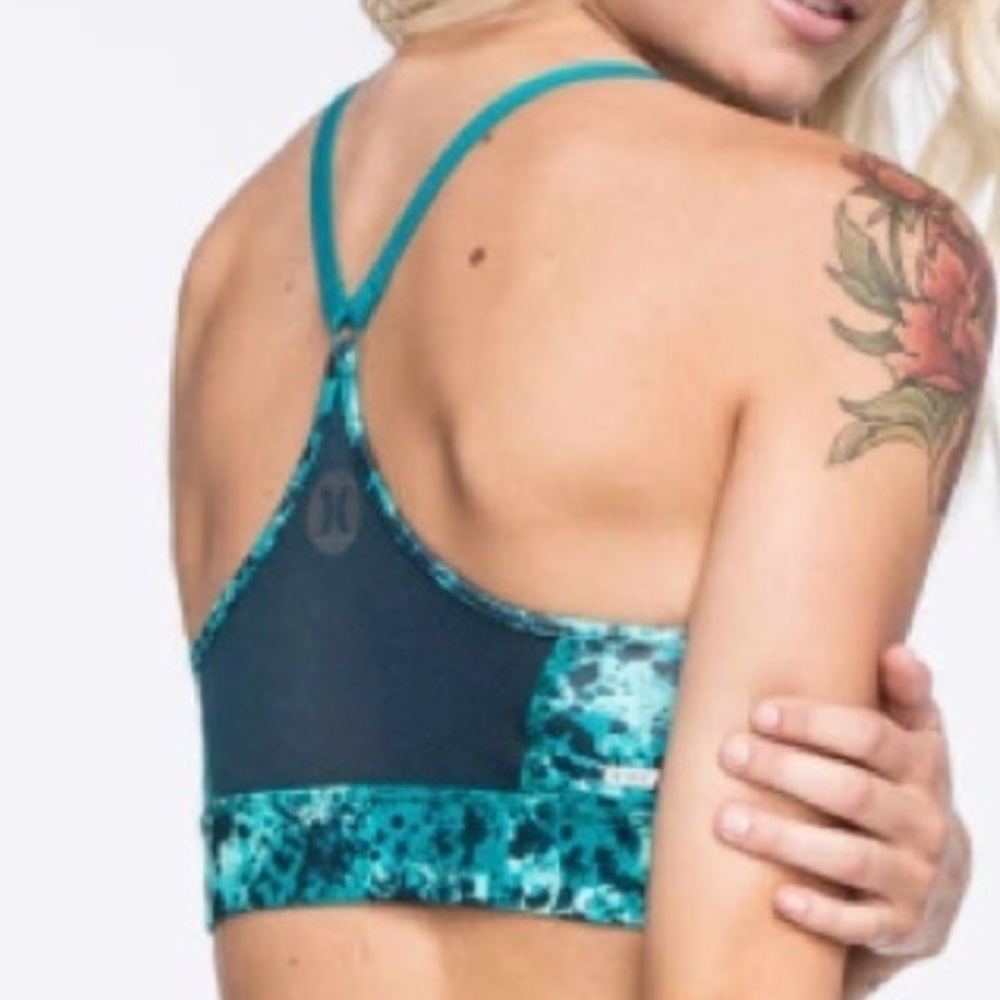 Nike Dry Fit Hurley Turquoise / Navy  Spandex and Mesh Sports Bra Size XL